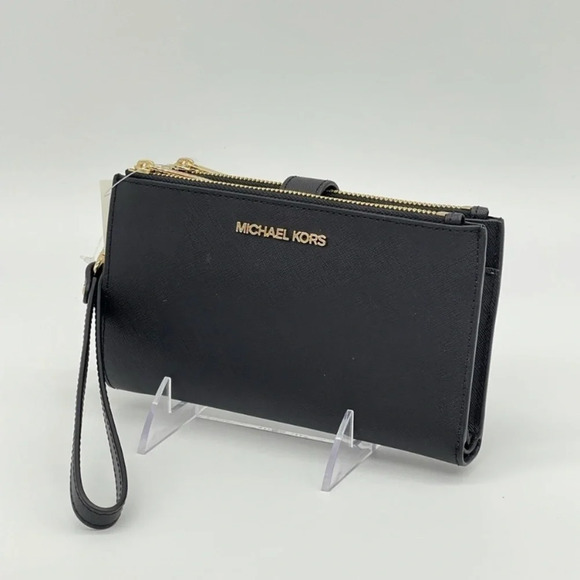 Michael Kors Large Double Zip Wallet Wristlet Black - Picture 1 of 7